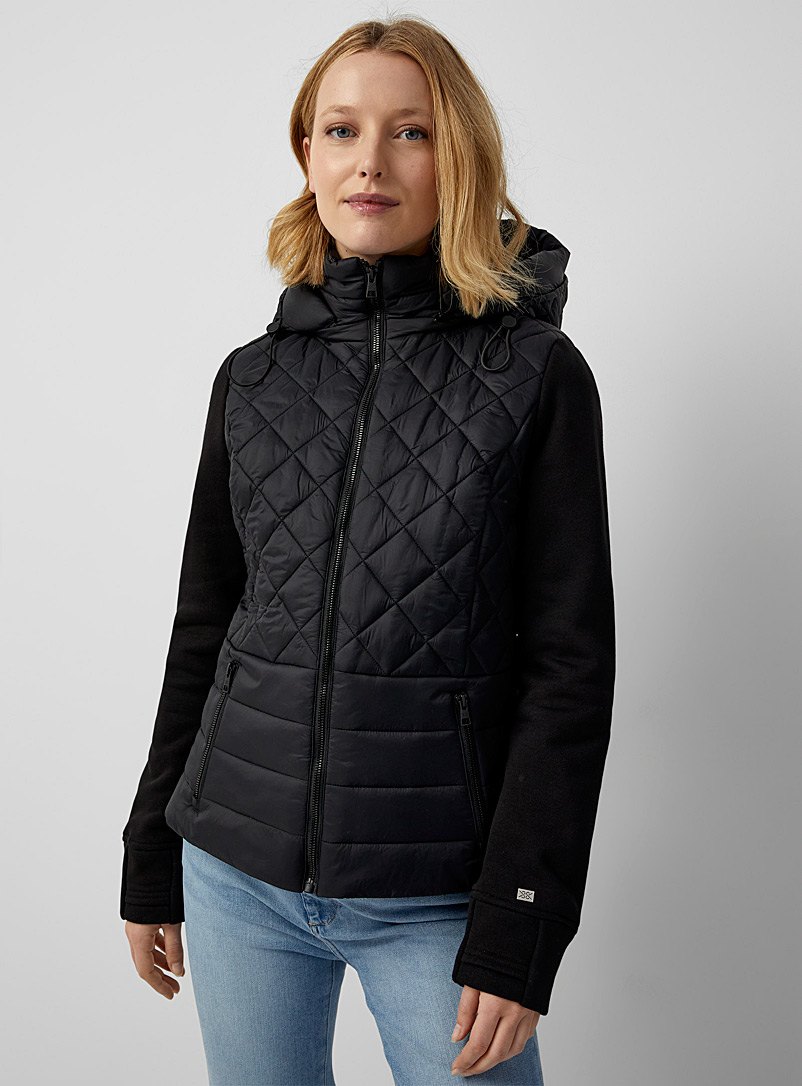 Soia & Kyo Black Alyssa fleece quilted jacket for women