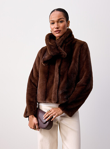 Kendell cropped faux-fur coat