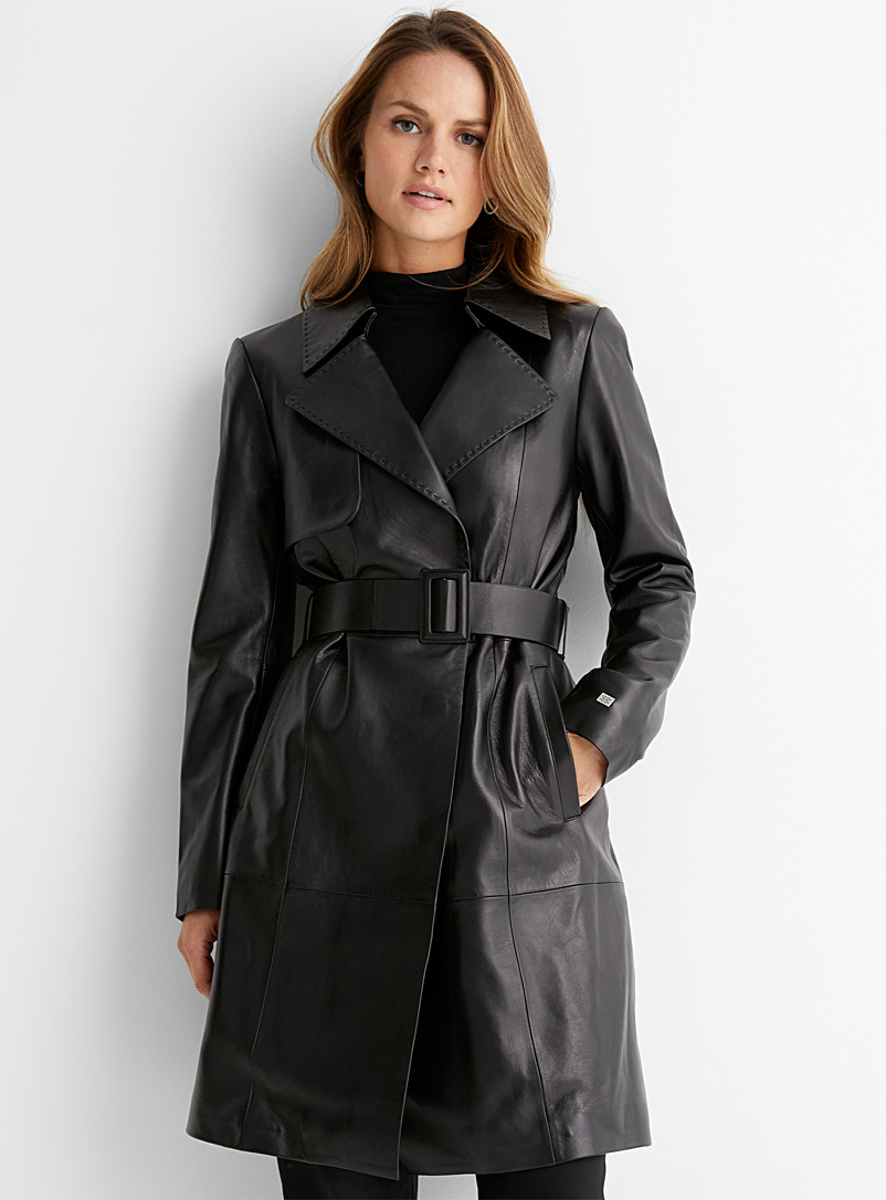 Soia & Kyo Black Alexis leather trench coat for women
