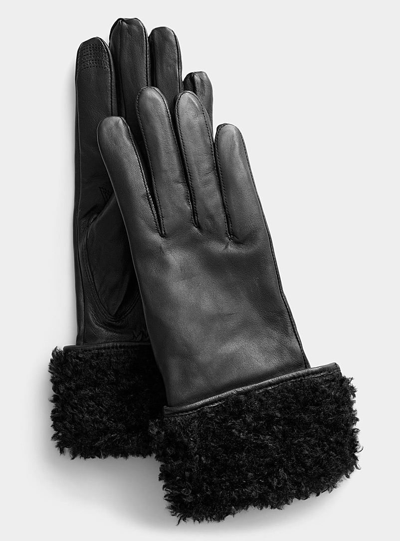 Soia & Kyo Black Demy leather gloves for women