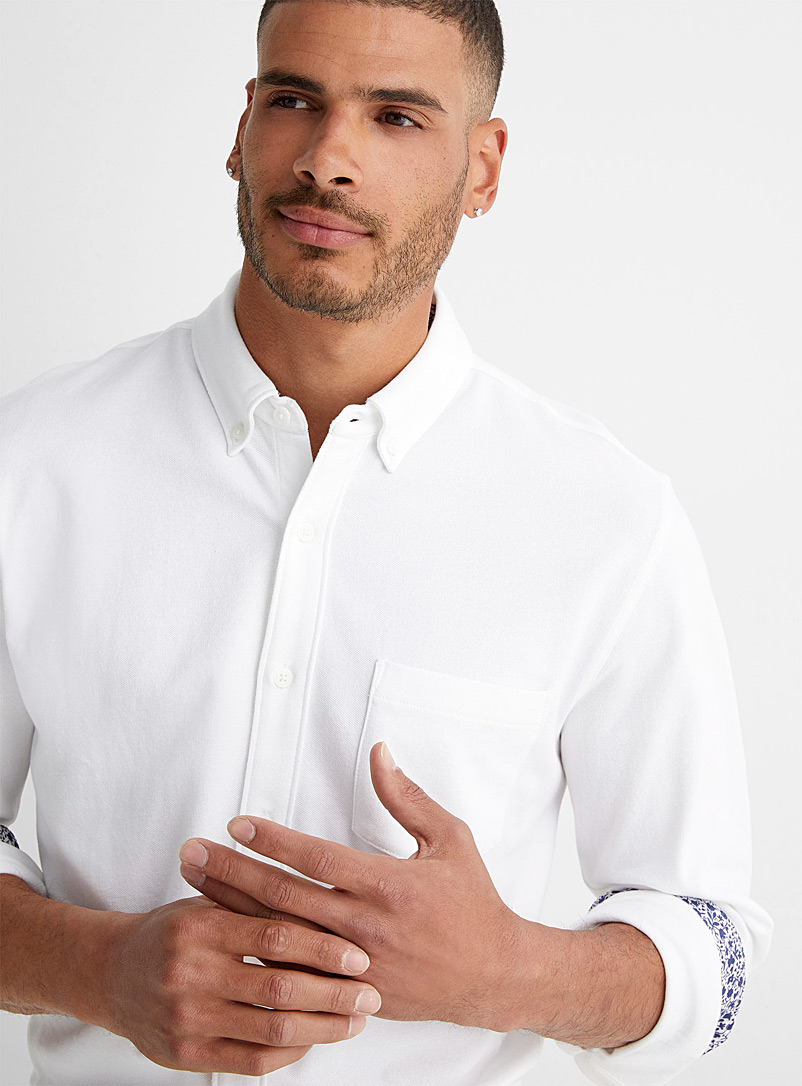 Le 31: La chemise en tricot Fait avec un tissu Liberty Coupe moderne Blanc pour homme