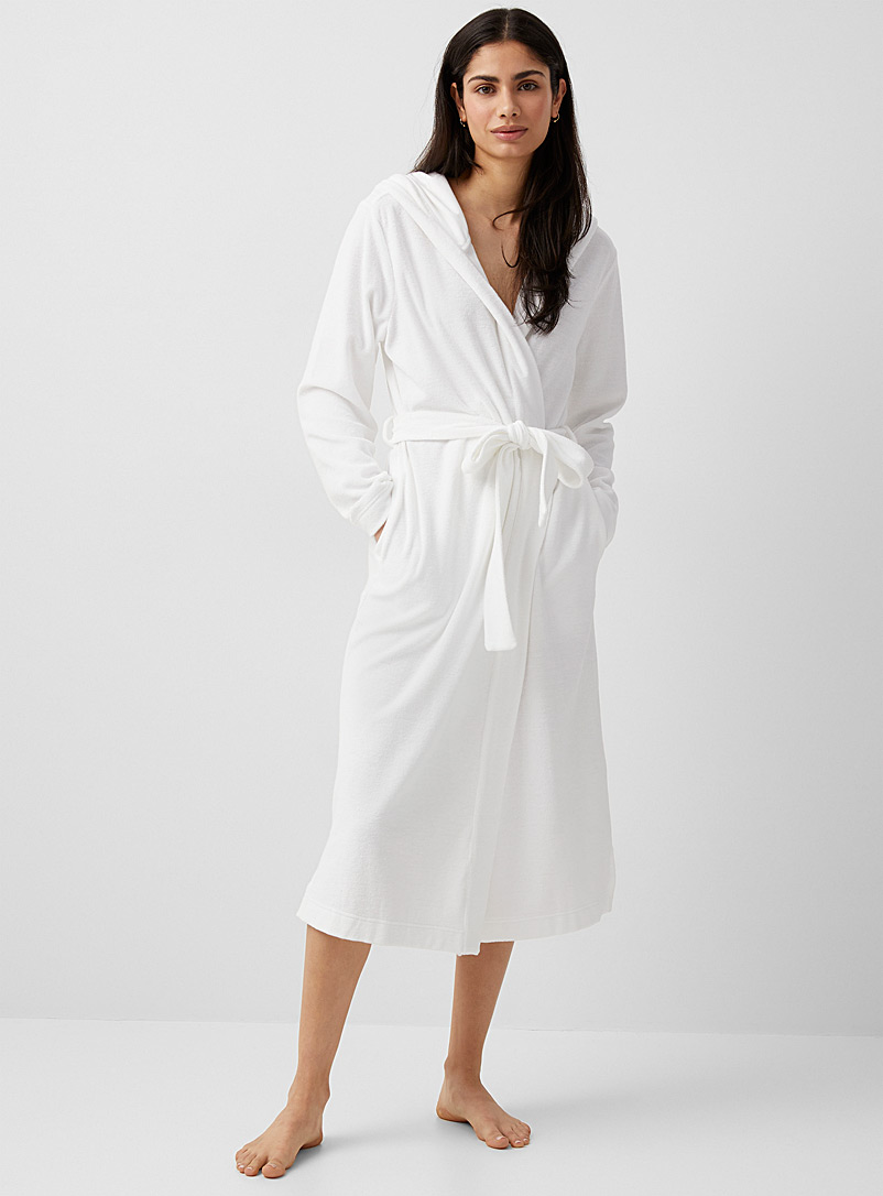 Miiyu White Fine terry robe for women