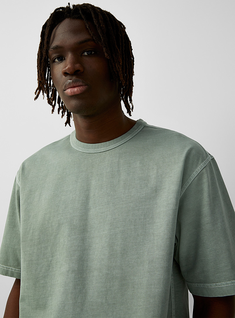 Le 31 Lime Green Faded oversized T-shirt for men