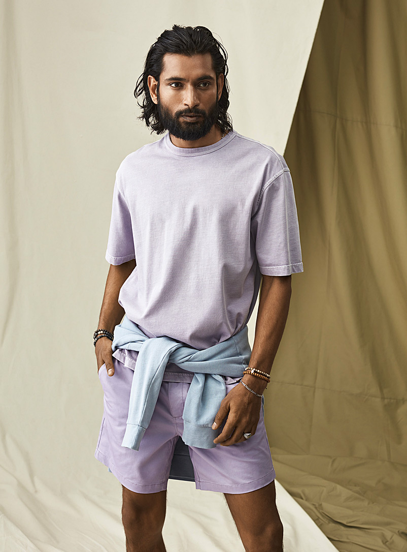 Le 31: Le t-shirt surdimensionné couleur délavée Lilas pour homme