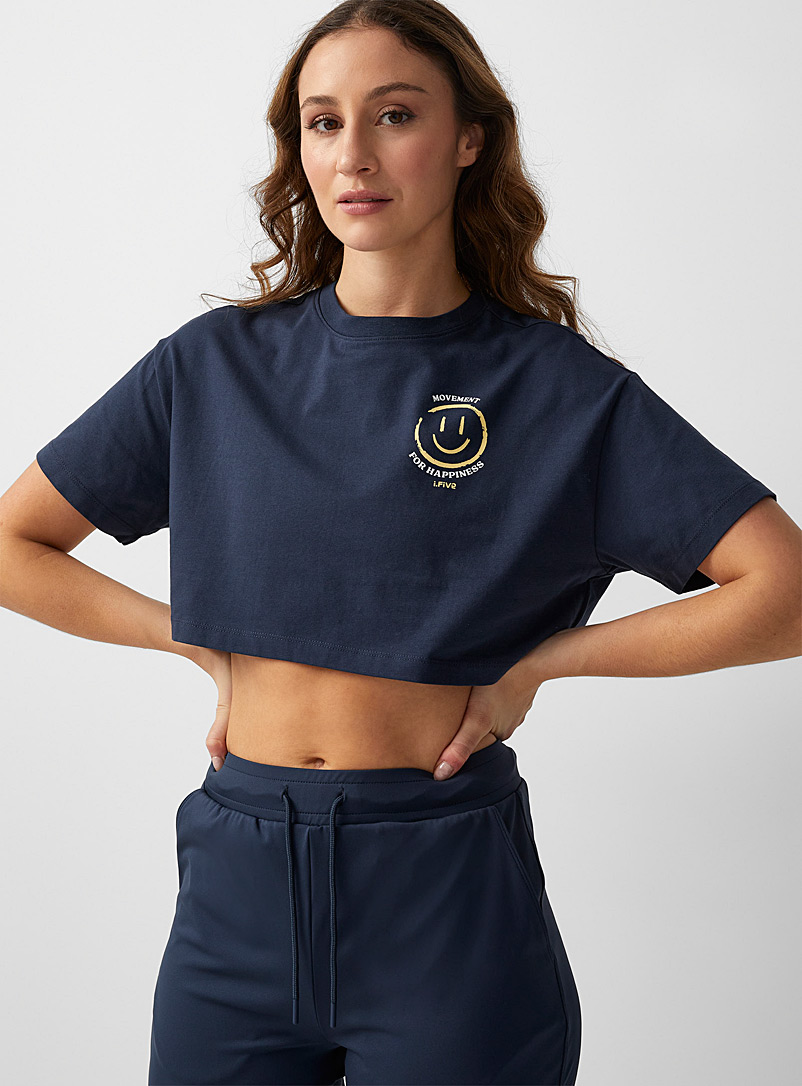 I.FIV5: Le t-shirt ample ultracourt logo Marine pour femme