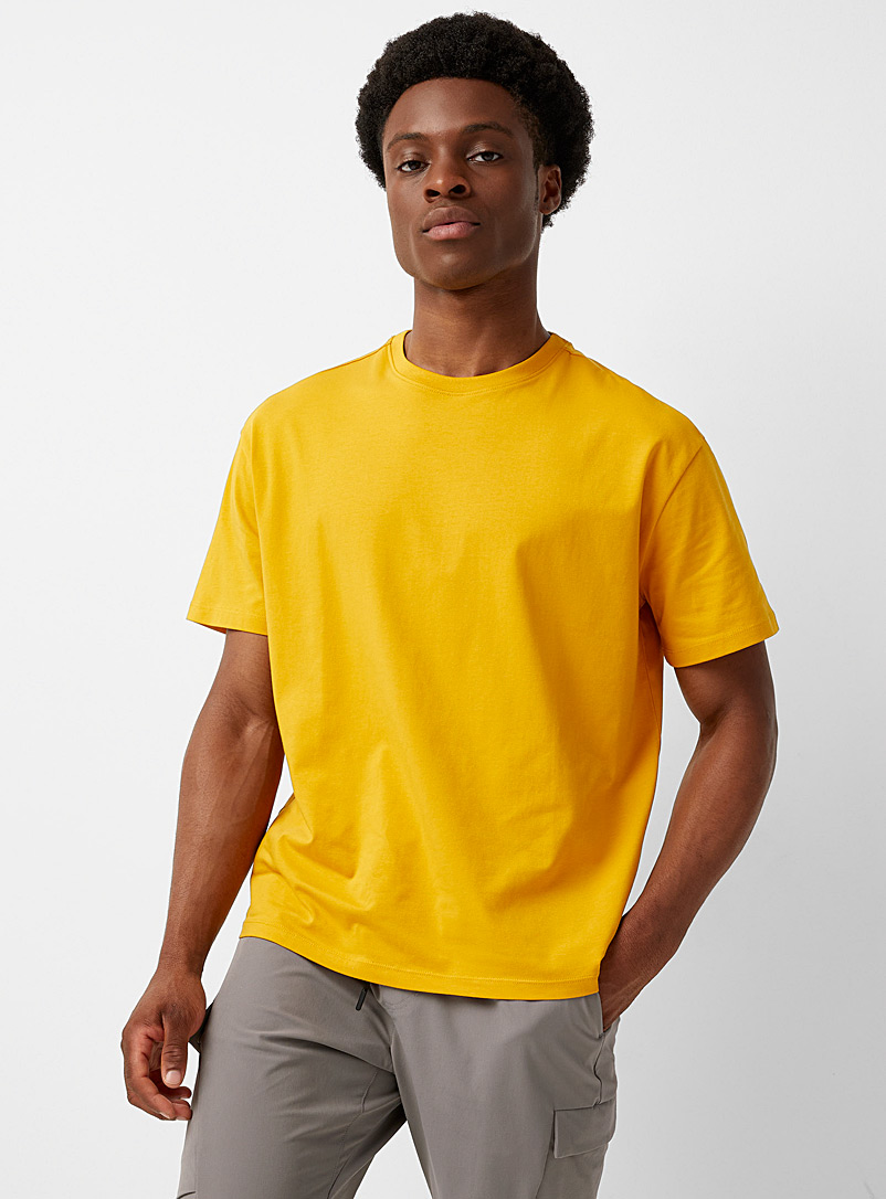 I.FIV5: Le t-shirt ample coton extensible Jaune moyen pour homme