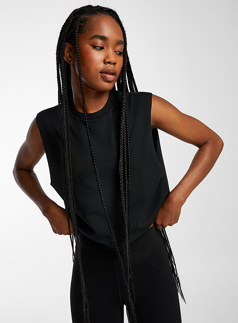 I.FIV5: La camisole courte finitions à cru Noir pour femme