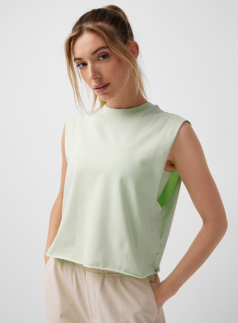I.FIV5: La camisole courte finitions à cru Vert pâle-lime pour femme