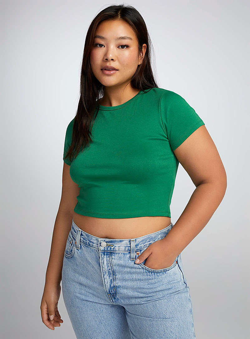 Twik Green Plain mini T-shirt for women