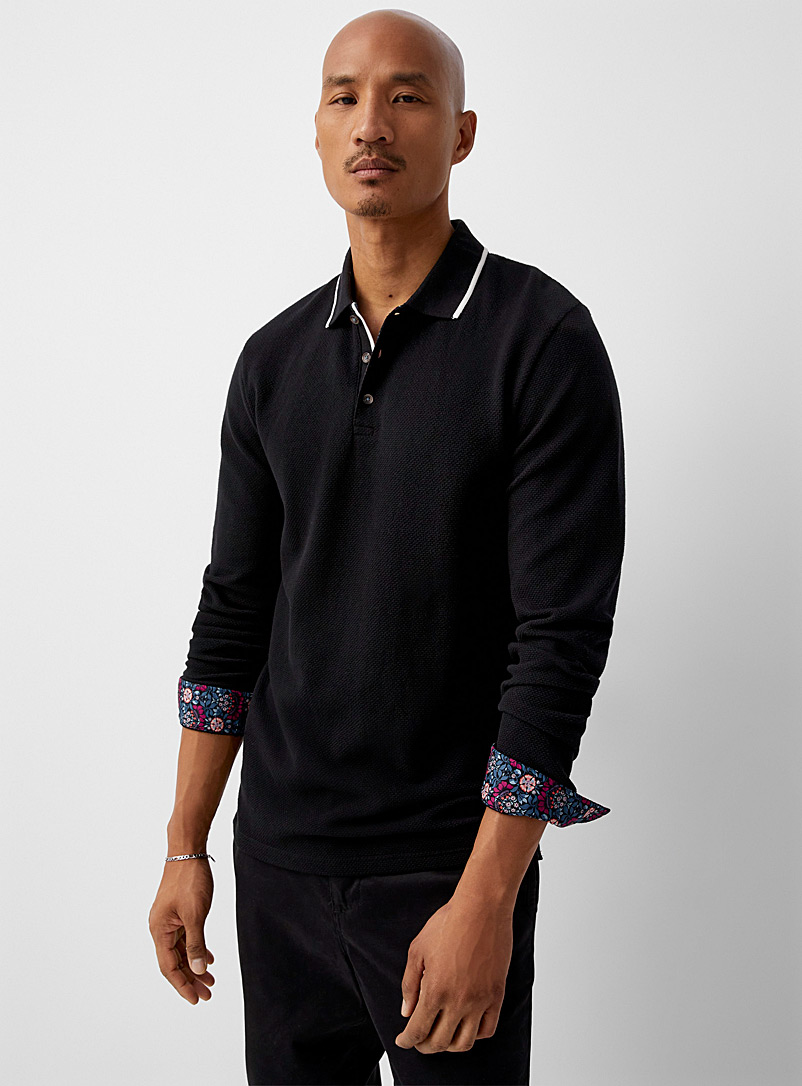 Le 31 Black Honeycomb jersey polo Made with Liberty Fabric for men