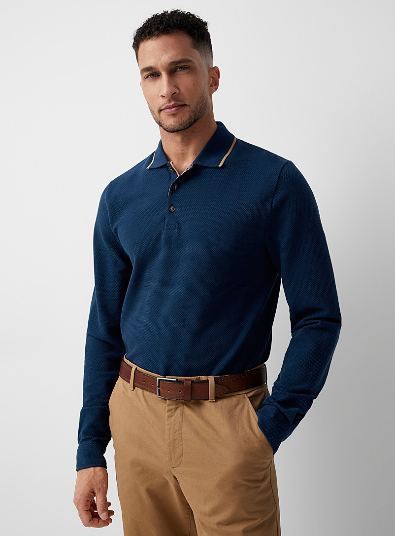 Le 31: Le polo jersey alvéole Fait avec un tissu Liberty Bleu pour homme