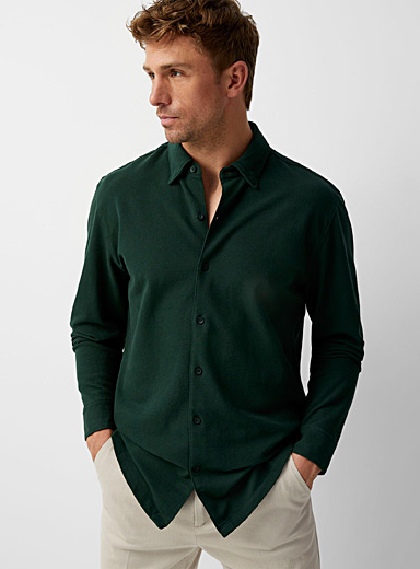 Le 31 Mossy Green Piqué jersey shirt Made with Liberty Fabric for men