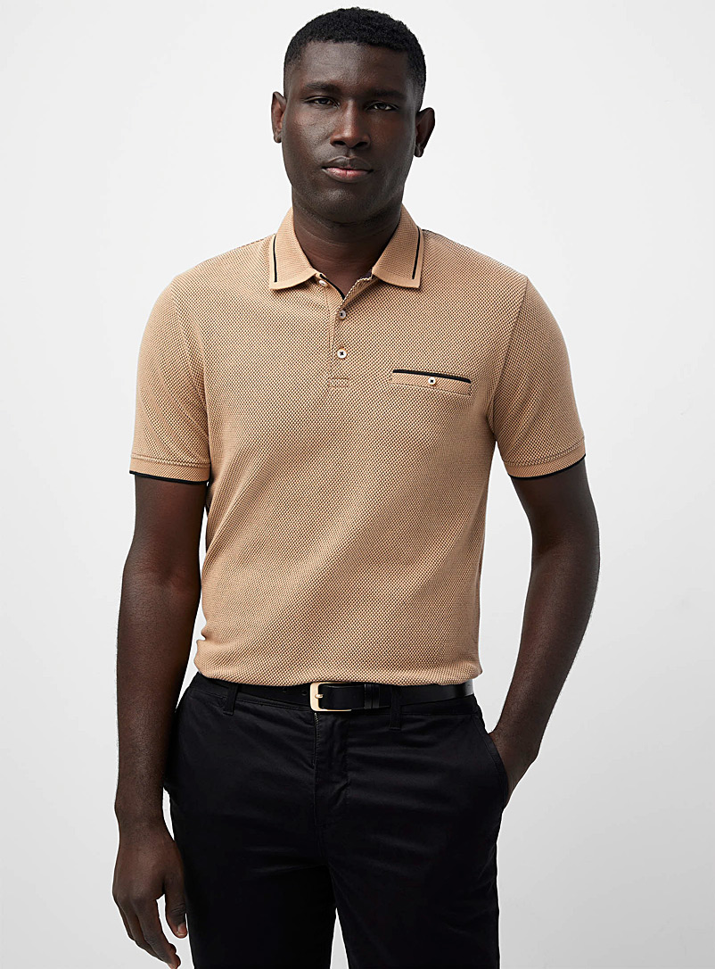 Le 31 Sand Embossed honeycomb polo Made with Liberty Fabric for men