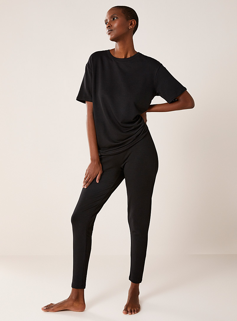 Miiyu Black Brushed-back modal lounge legging for women
