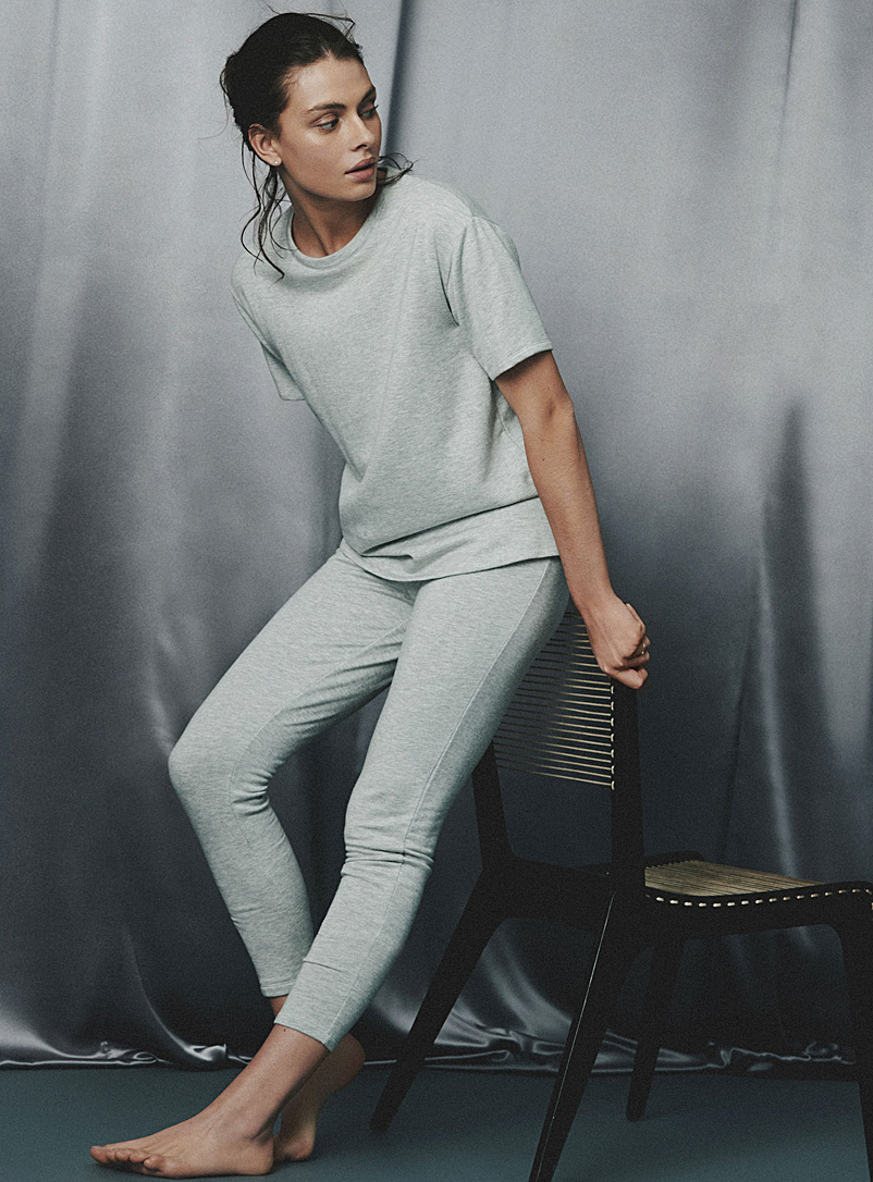 Miiyu Light Grey Brushed-back modal lounge legging for women