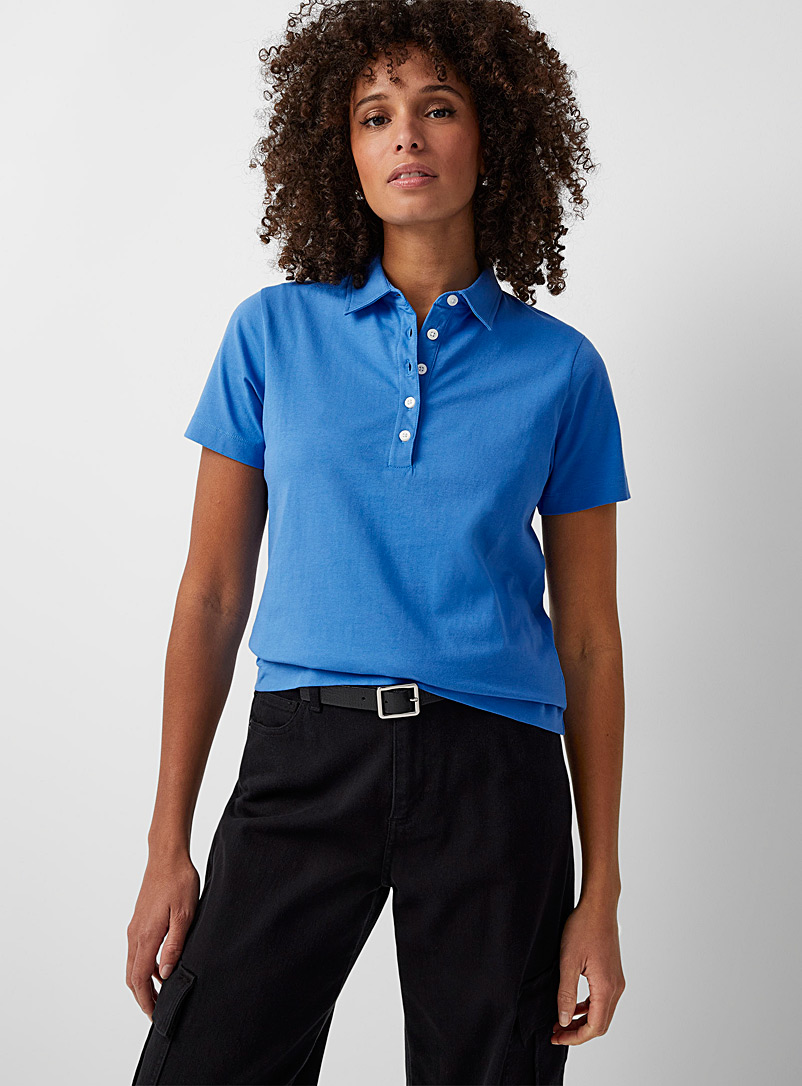 Contemporaine Slate Blue Solid jersey polo for women