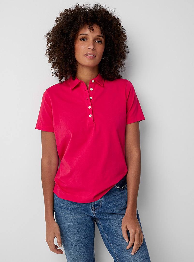 Contemporaine Medium Pink Solid jersey polo for women