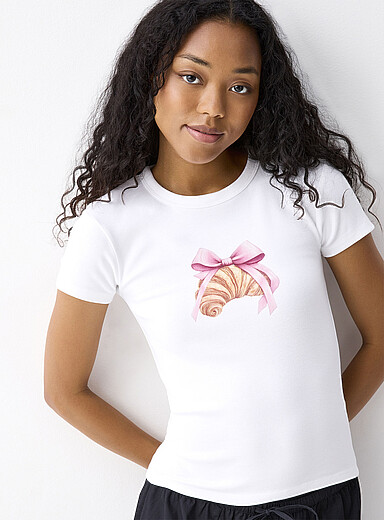 Printed Nipped Waist Skinny-Fit T-Shirts