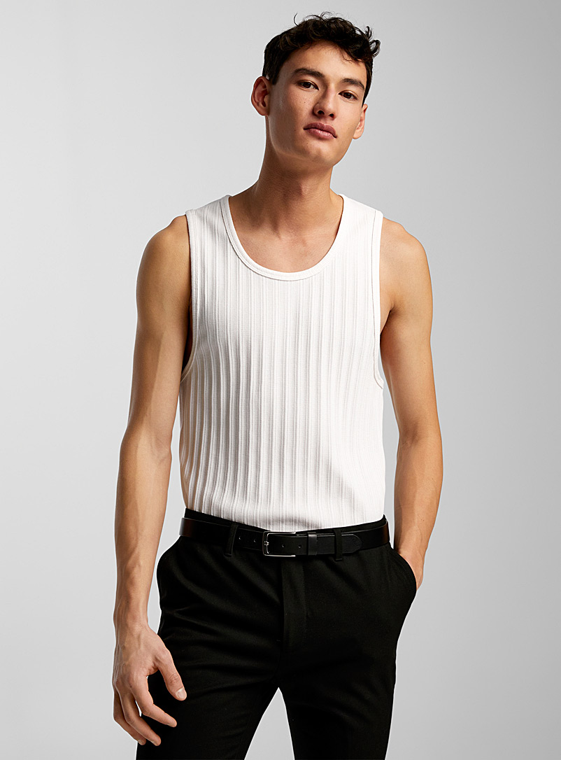 Le 31 Off White Mixed-rib jersey tank for men