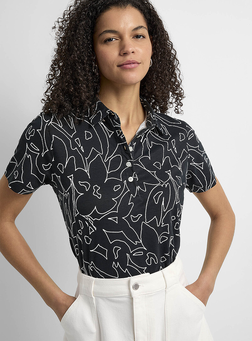 Patterned Shihrt Patterned jersey short-sleeve polo shirt | Contemporaine | | Simons