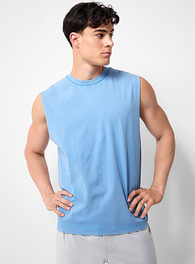 I.FIV5: Le t-shirt sans manches effet d&eacute;lav&eacute; Bleu pour homme
