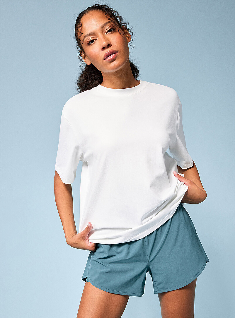 I.FIV5: Le t-shirt surdimensionn&eacute; coton extensible Blanc pour femme