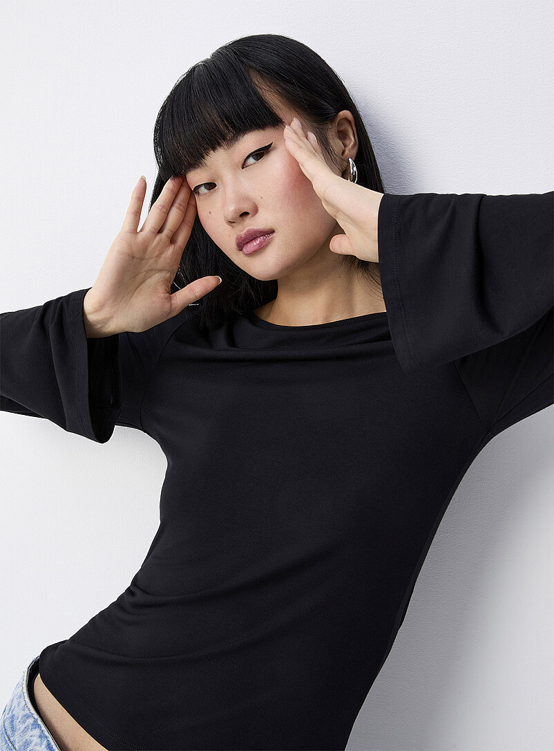 Flared sleeves boat-neck T-shirt | Twik | Shop Women's Long