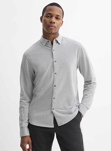 Chemise Décontractée New York Chemise à Manches Longues Avec Col En V | Noir | NEW YORKER Chemise Vintage Pour Homme
