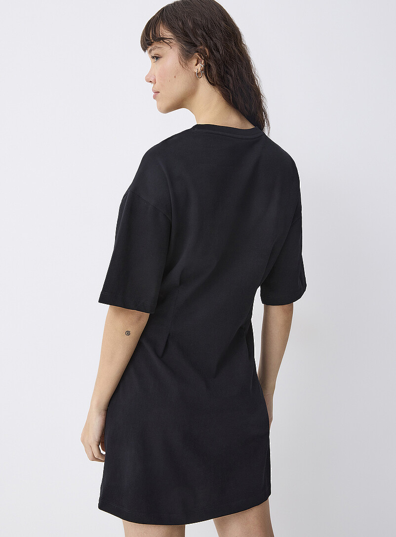 Robe T-shirt Noir En Coton Stretch - Marque COTTON CLUB - Taille S/M - Mini Longueur - Occasion Très Bon état