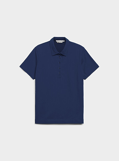 Contemporaine: Le polo uni coton bio Bleu marine - Bleu nuit pour femme