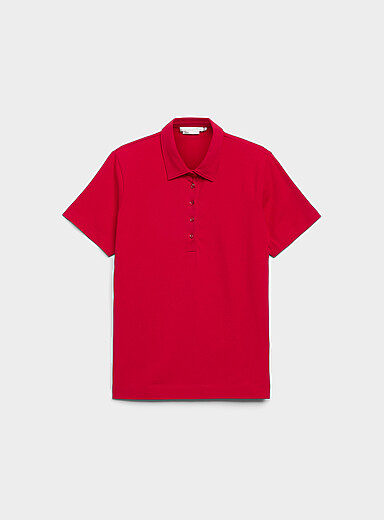 Contemporaine Red Organic cotton plain polo shirt for women