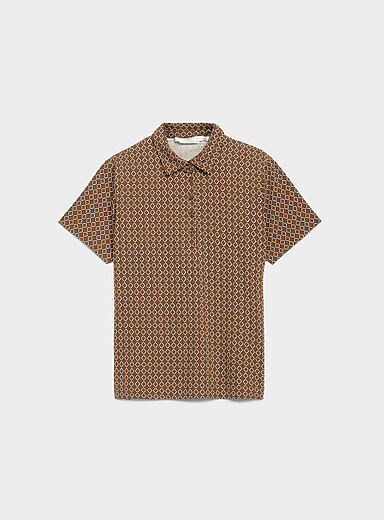 Patterned stretch jersey polo shirt