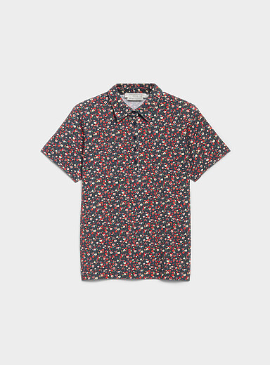 Contemporaine: Le polo jersey extensible &agrave; motif Bleu pour femme