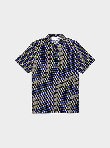 Contemporaine Slate Blue Patterned stretch jersey polo shirt for women