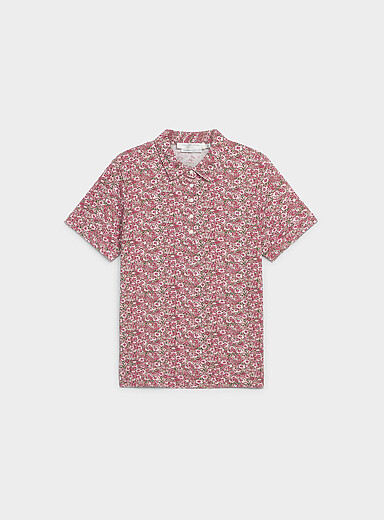 Contemporaine Patterned Pink Patterned stretch jersey polo shirt for women