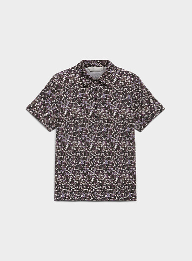 Contemporaine Patterned Ecru Patterned stretch jersey polo shirt for women