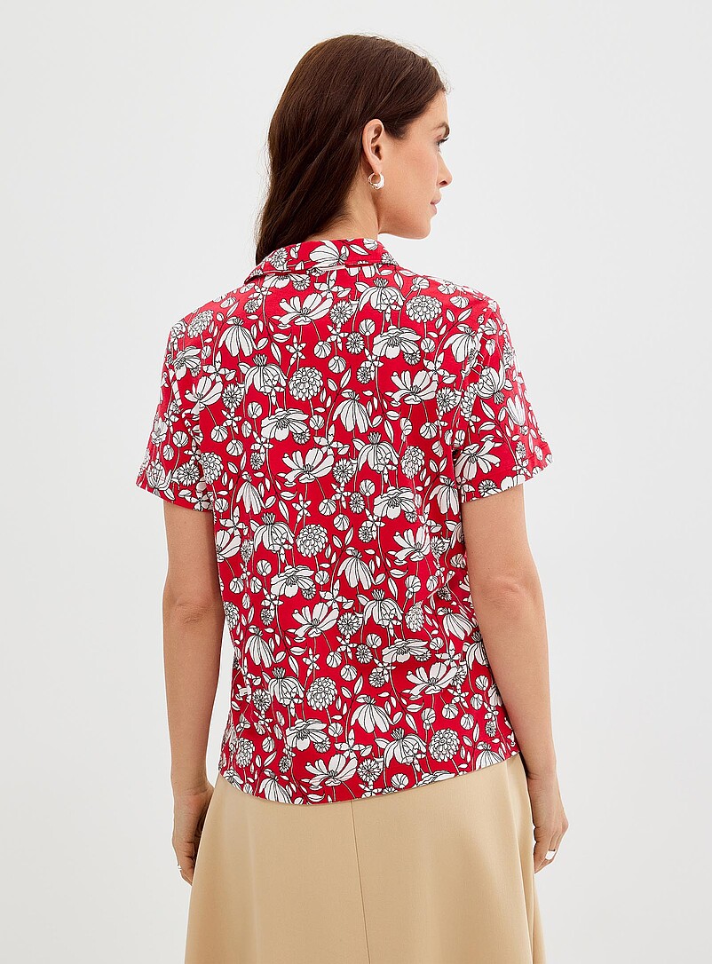 Contemporaine Ecru/Linen Patterned stretch jersey polo shirt for women