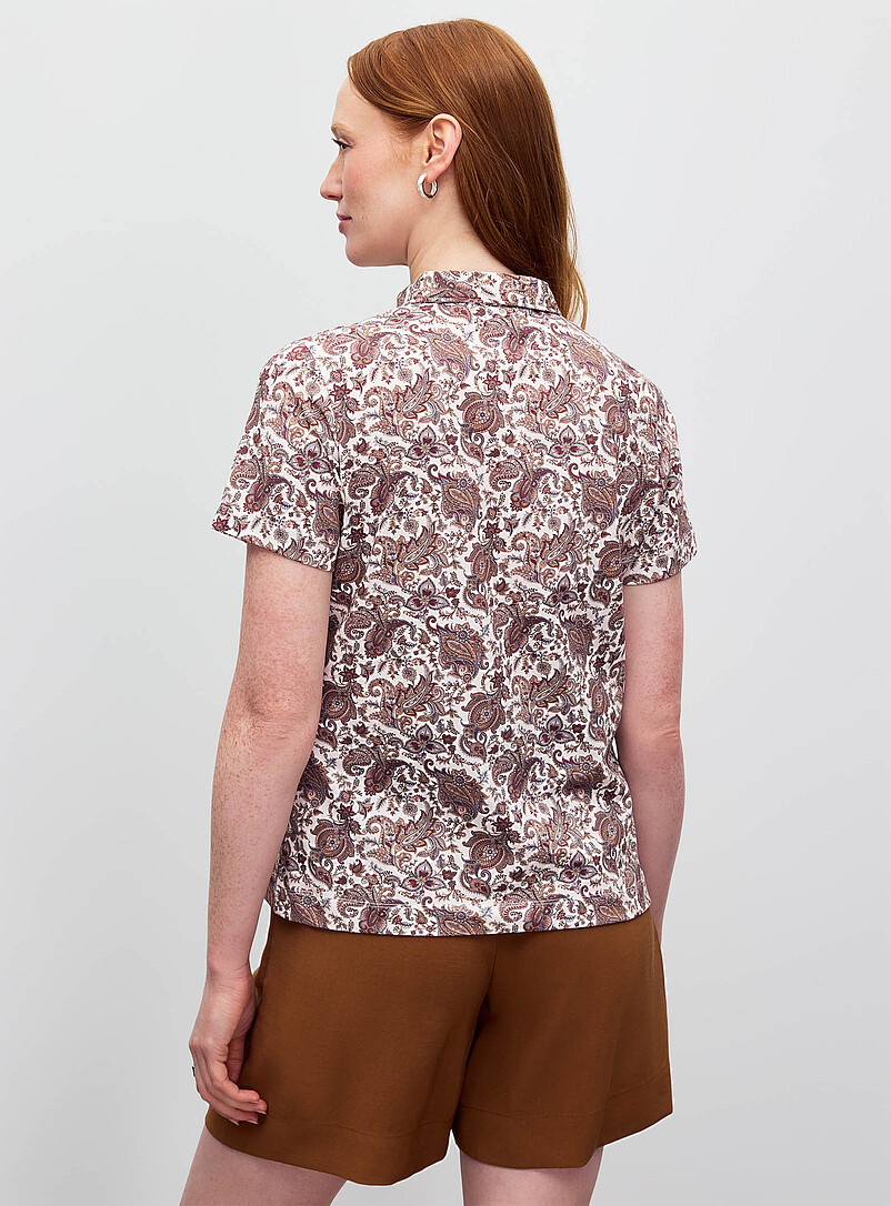Contemporaine Ecru/Linen Patterned stretch jersey polo shirt for women