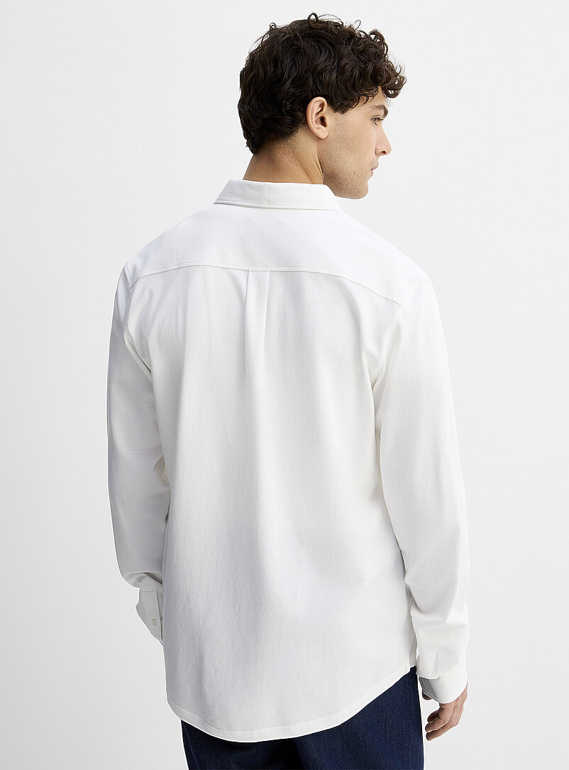 Le 31 Navy blue Piqu&eacute;-knit shirt <b>Modern fit</b> for men