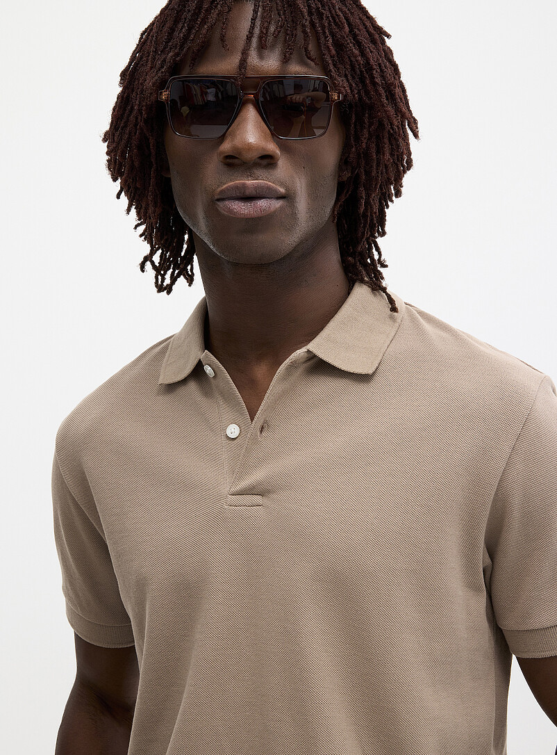 Le 31 Khaki/Sage/Olive Minimalist piqu&eacute; polo <b>Standard fit</b> for men