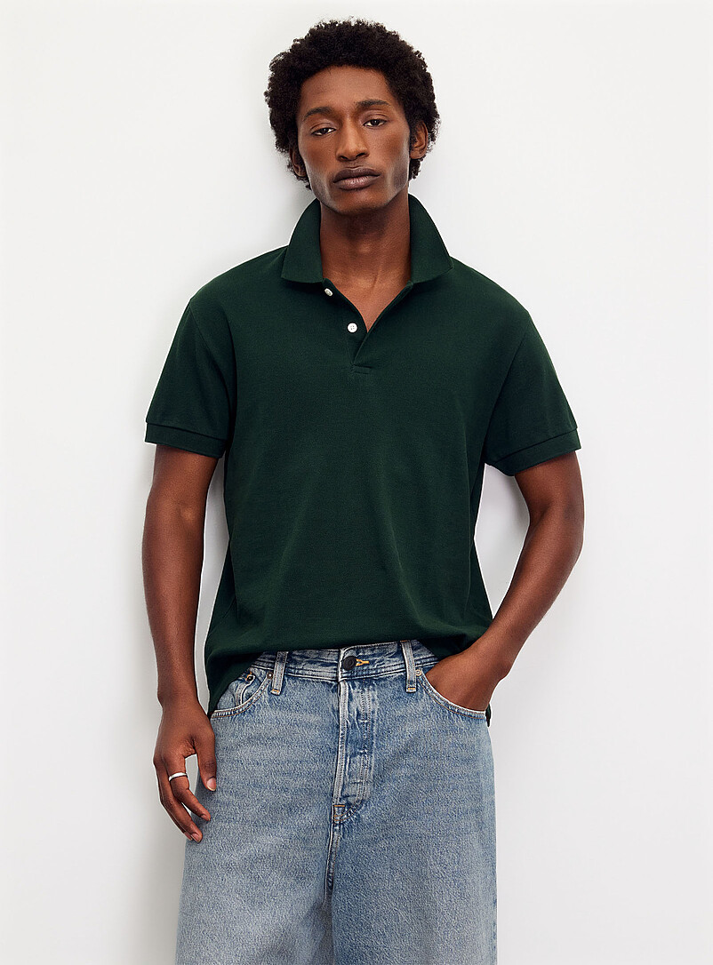 Le 31: Le polo piqu&eacute; &eacute;pur&eacute; <b>Coupe standard</b> Kaki - Sauge - Olive pour homme