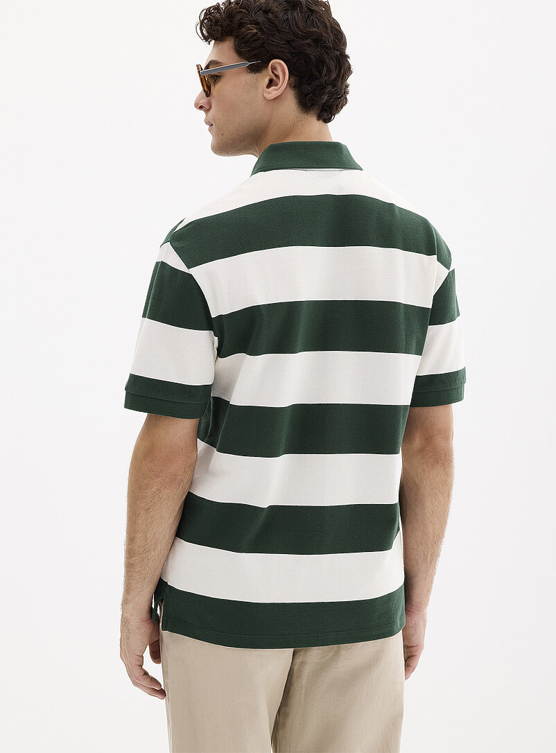 Le 31 Teal Club-stripe piqu&eacute; polo <b>Standard fit</b> for men