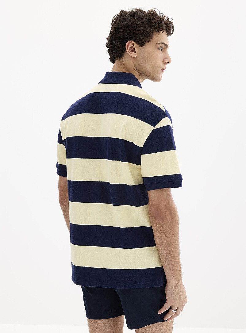 Le 31 Teal Club-stripe piqu&eacute; polo <b>Standard fit</b> for men