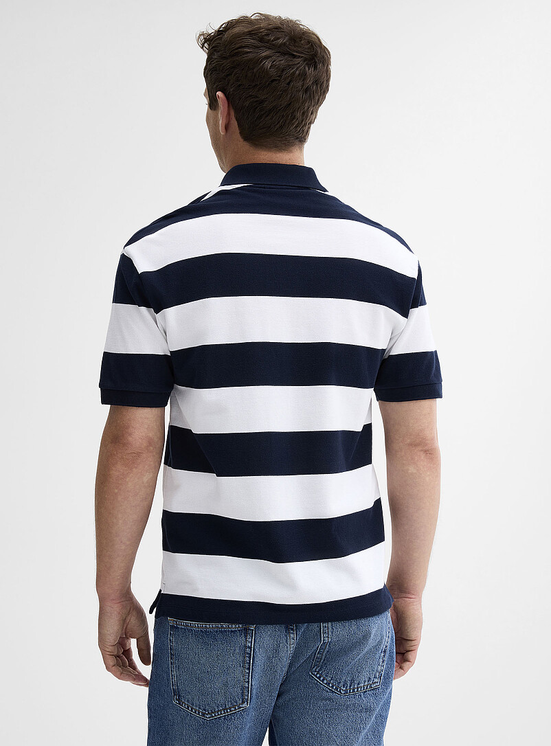 Le 31 Teal Club-stripe piqu&eacute; polo <b>Standard fit</b> for men