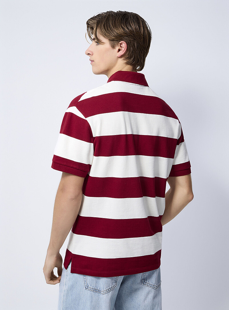 Le 31 Teal Club-stripe piqu&eacute; polo <b>Standard fit</b> for men