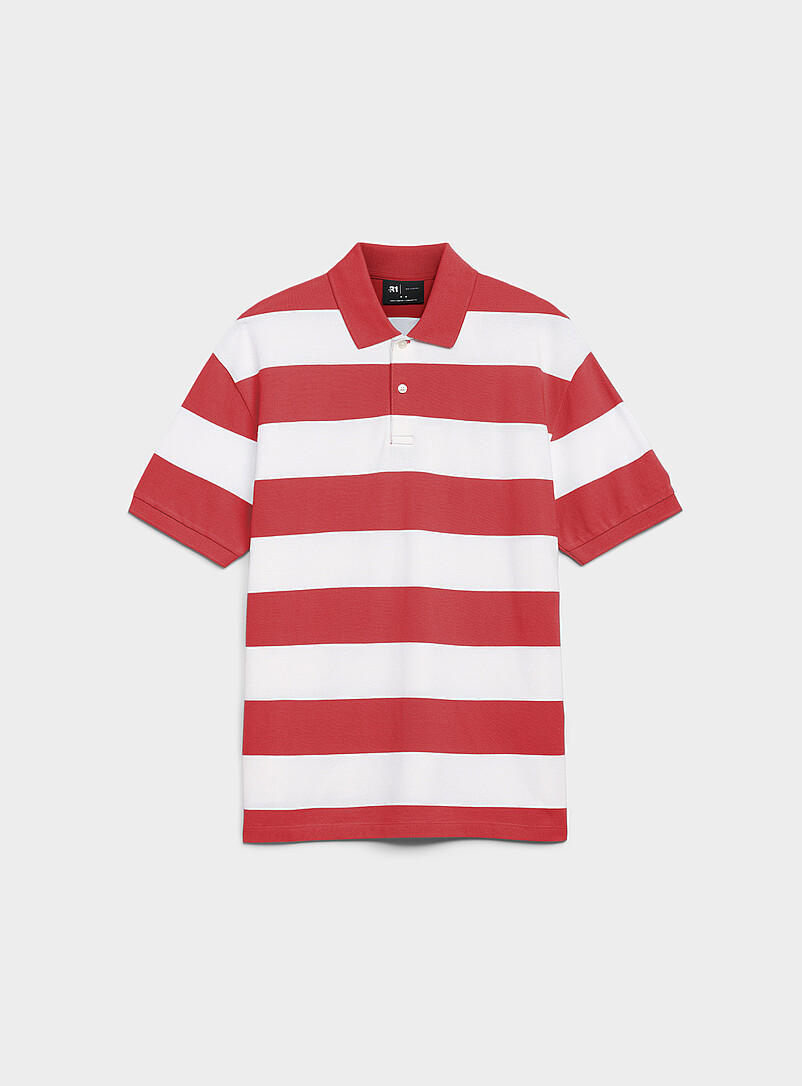 Le 31 Teal Club-stripe piqu&eacute; polo <b>Standard fit</b> for men
