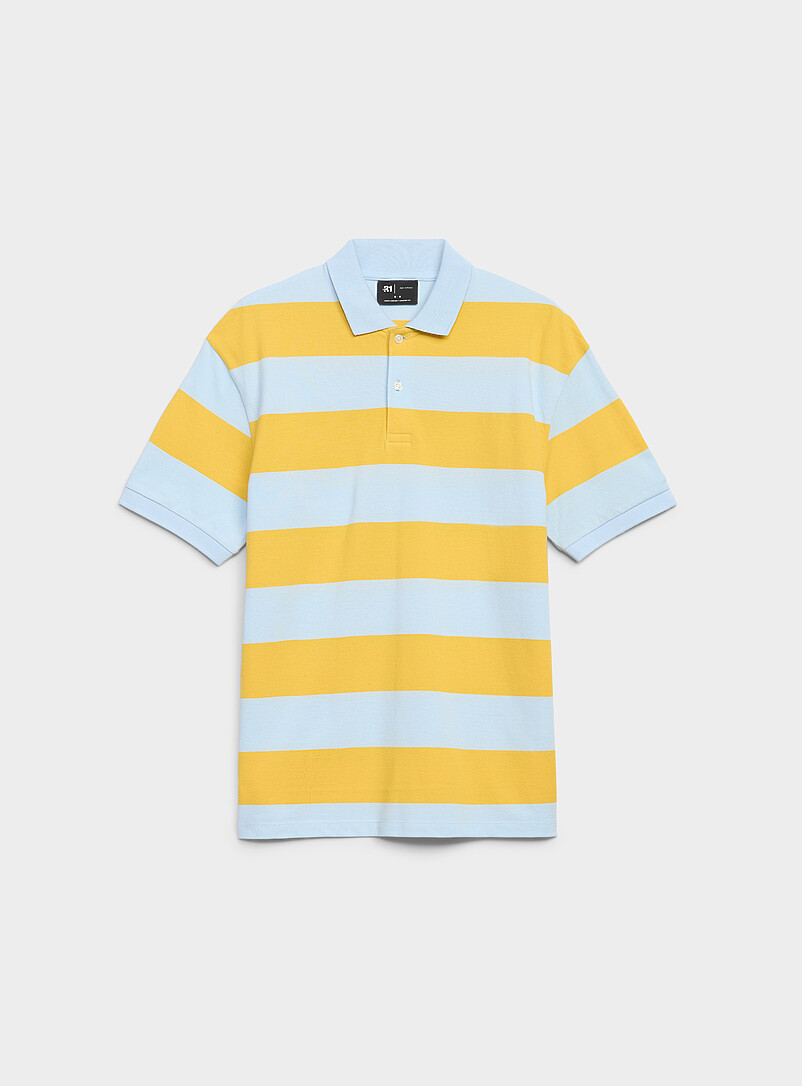 Le 31 Teal Club-stripe piqu&eacute; polo <b>Standard fit</b> for men