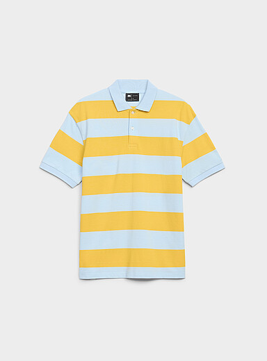 Le 31 Teal Club-stripe piqu&eacute; polo <b>Standard fit</b> for men