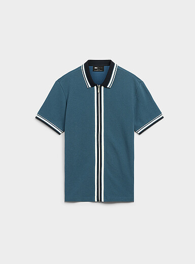 Le cardigan zipp&eacute; col polo jersey alv&eacute;ol&eacute; <b>Coupe standard</b>