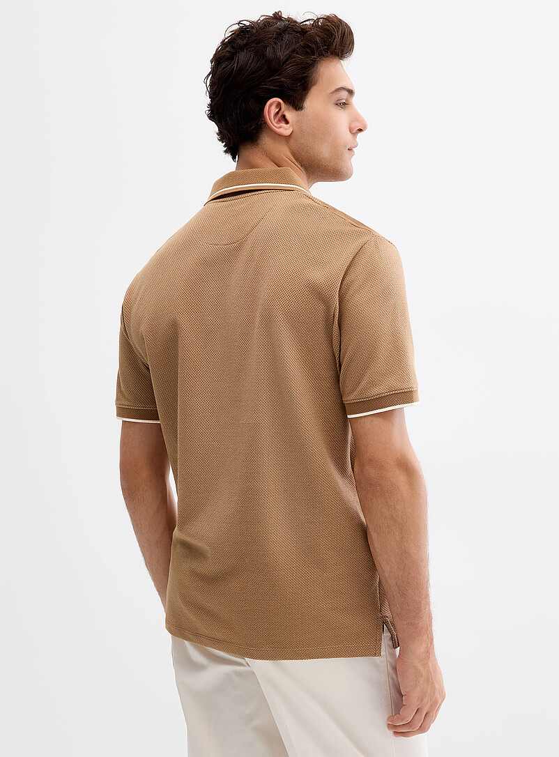 Le 31: Le polo emboss&eacute; alv&eacute;ole <b>Fait d'un tissu Liberty Fabric</b> Brun pour homme